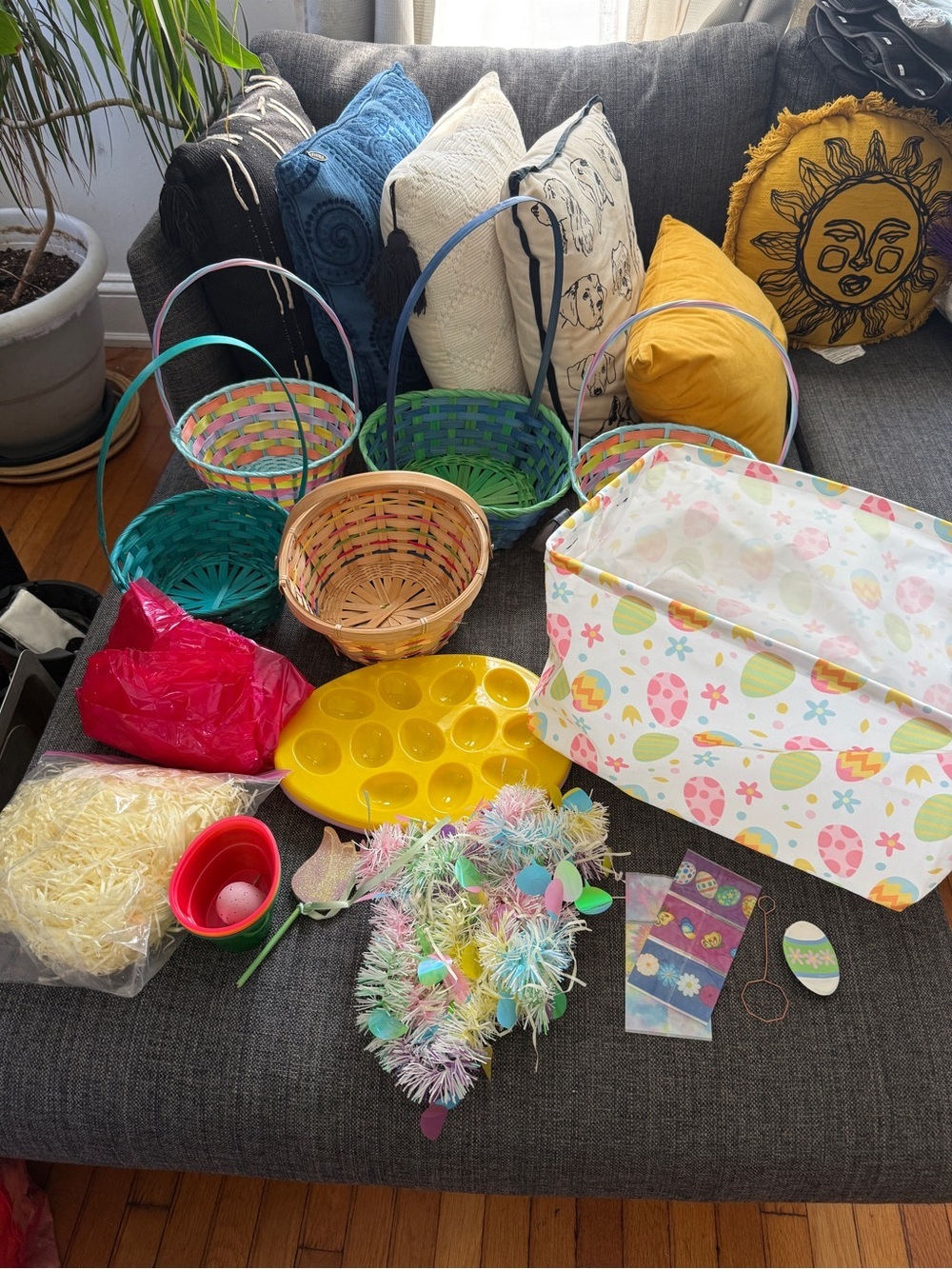 Easter Egg Hunt Basket Set with Pastel Multicolor Baskets Easter lot
